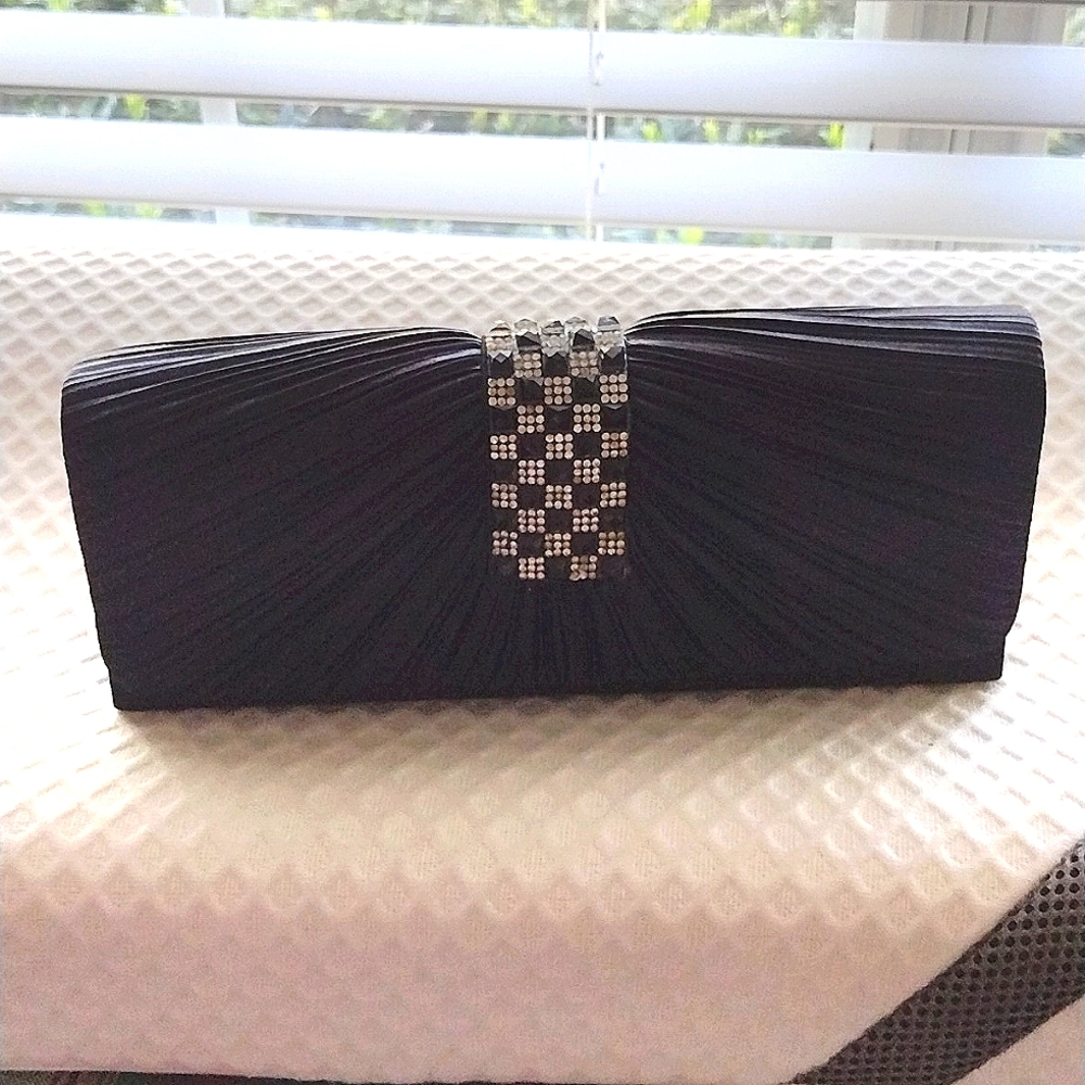 Black clutch purse hand shoulder evening bag party prom wedding